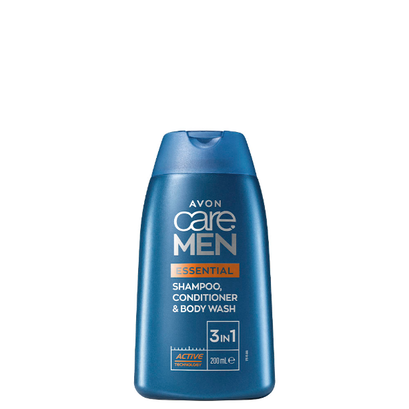 Energetyzujący żel pod prysznic, szampon i odżywka do włosów 3 w 1(200ml)  ESSENTIALS - AVON CARE MEN 